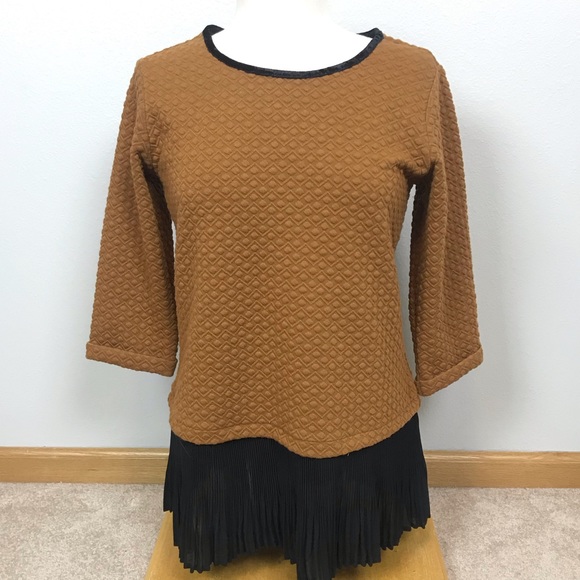 THML Sweaters - THML pleated contrast peplum sweater